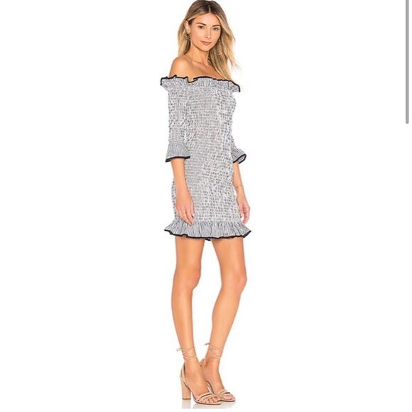 Lovers + Friends Salsita Smocked Cotton Mini Dress in Nautical Size Small - Picture 2 of 12